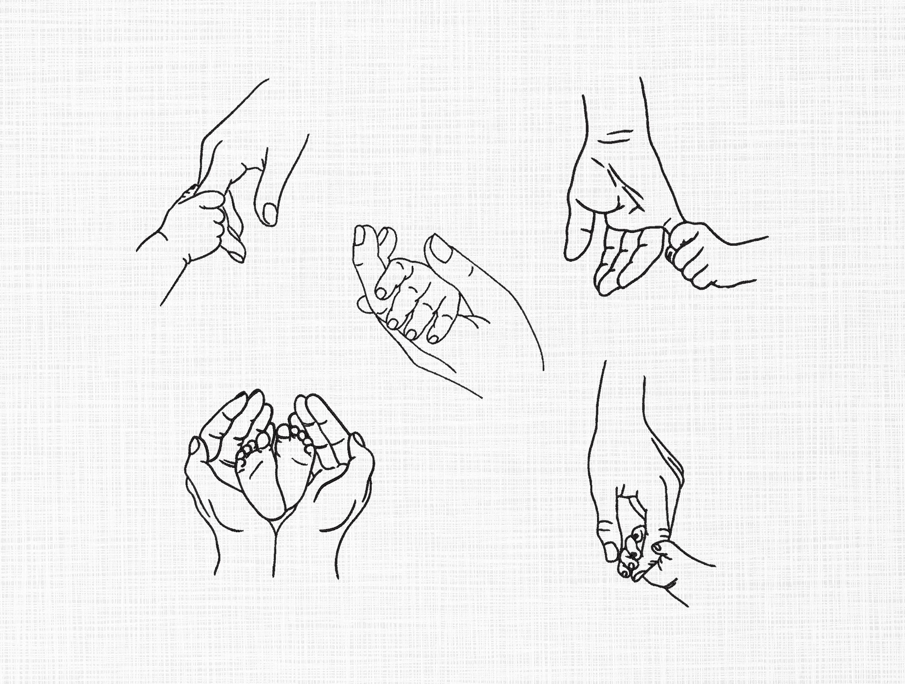Mom and baby hands embroidery design, Mom Baby Line Art Embroidery Design,, Holding hands embroidery Design, Mother's Day embroidery 6 Sizes