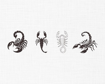 Scorpion Set Embroidery Design, Scorpion Machine Embroidery Design, Silhouette Animals Embroidery Design 5 Sizes Download