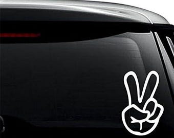Hand Fingers Peace Sign  Decal Sticker For Use On Laptop, Helmet, Car, Truck, Motorcycle, Windows, Bumper, Wall, and Decor
