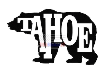 Location Lake Tahoe California Bear Vinyl Sticker Decal For Car Truck Motorcycle Vehicle Bumper Window Mug Laptop Tablet Room Wall Decor