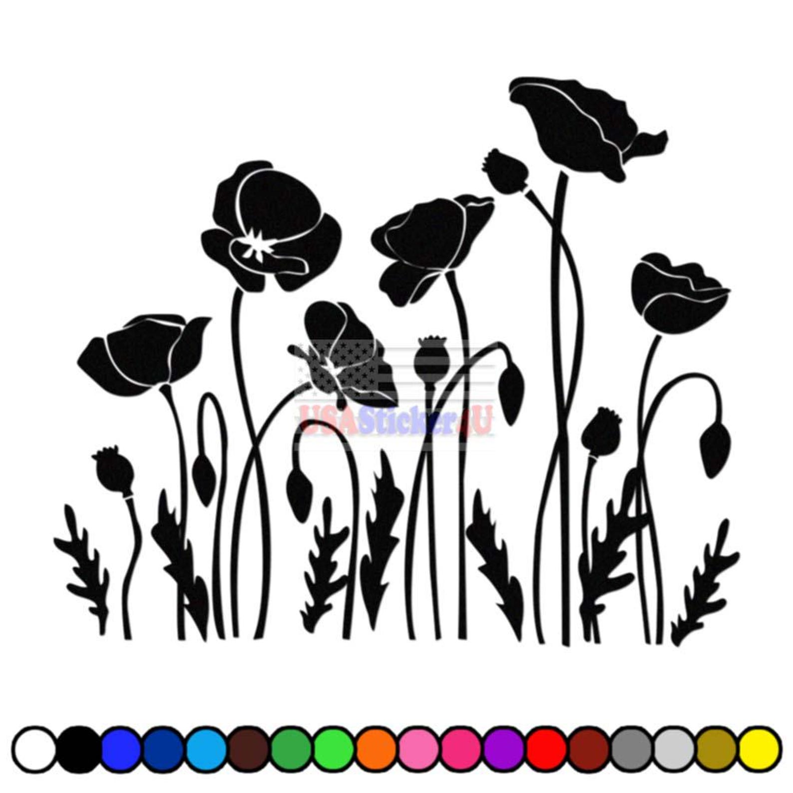 Others Poppy Flowers Vinyl Sticker Decal for Car Truck Motorcycle ...