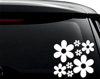Groovy Daisy Flowers Decal Sticker For Use On Laptop, Helmet, Car, Truck, Motorcycle, Windows, Bumper,