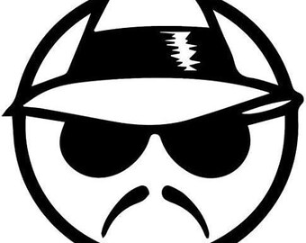 Lowrider Guy Face - Sticker Graphic - Auto, Wall, Laptop, Cell, Truck Sticker for Windows, Cars, Trucks