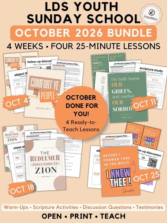 LDS Youth Sunday School Lessons | October 2026 Come Follow Me Bundle | 25 Minute Printable Lesson Plans for Isaiah and Jeremiah