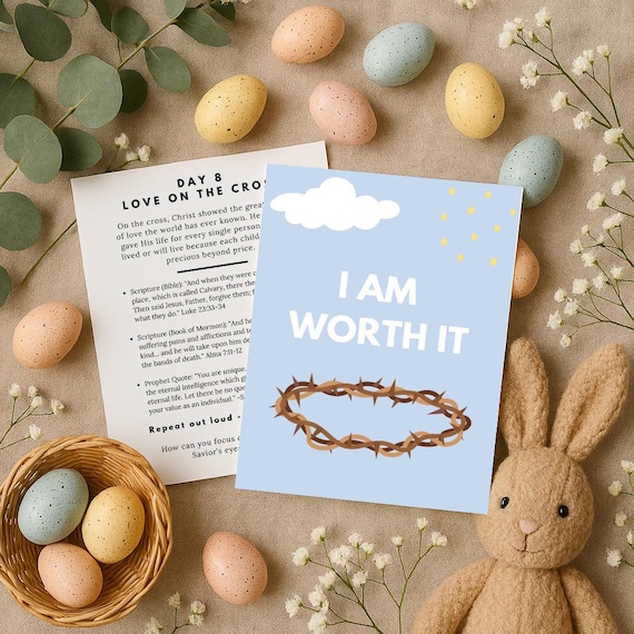 LDS Easter Week Printable, Holy Week Easter Study Cards, Easter Scripture Cards Affirmation Cards for Easter, Daily Devotionals for Families