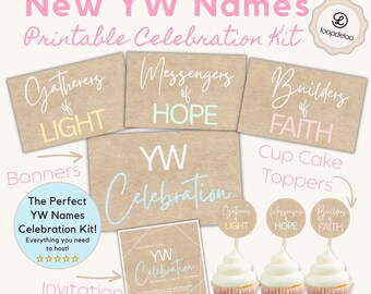 New YW Class Names Celebration Kit: Banners, Invite, Cupcake Toppers (Digital Download)