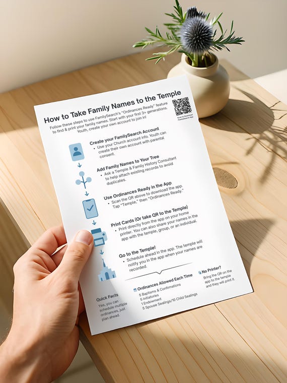 LDS Family History Leader | How To Take Names To The Temple | Printable PDF Instructional Handout |Step-by-Step Temple Consultant Download