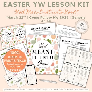 22 de marzo, Kit de lecciones para las Mujeres Jóvenes SUD, Ven, sígueme 2026, "Dios lo encaminó a bien" Génesis 42-50, Plan de lección imprimible de Pascua para jóvenes