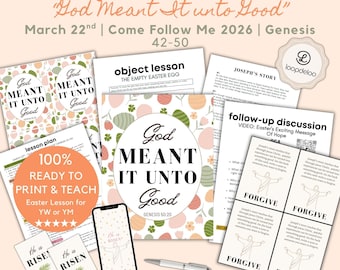 März 22, LDS Junge Damen Lesson Kit, Komm Folge mir 2026, „Gott Wollte es Unto gut“ Genesis 42-50, druckbarer Oster-Lektionsplan für die Jugend