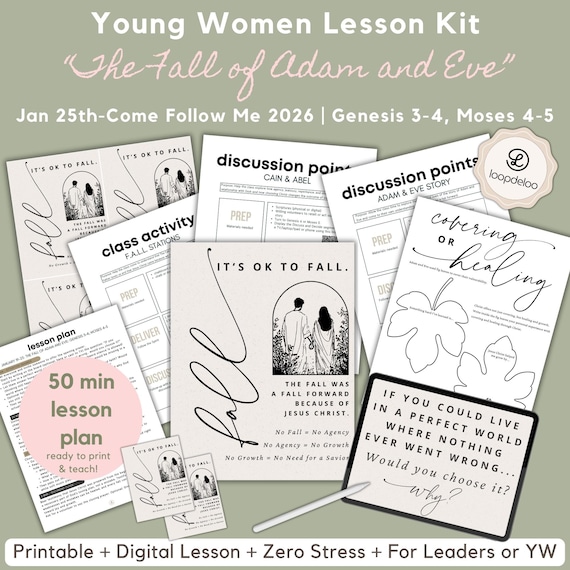 Jan 25, LDS Young Women Lesson Kit, Come Follow Me 2026, The Fall of Adam and Eve (Digital & Printable)