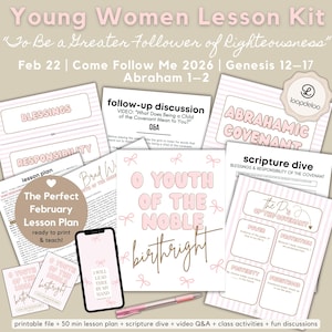 22 de fevereiro, Kit de Lições das Moças SUD, Vem, e Segue-Me 2026, Abraão "Para Ser um Seguidor Maior da Retidão", Convênio Abraâmico