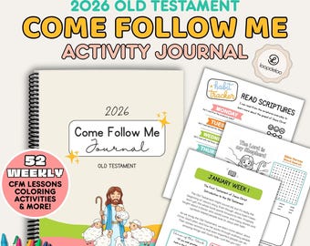 2026 Come Follow Me Activity Journal for Kids | Old Testament Weekly Coloring Pages, Activities & Habit Tracker | Printable Download