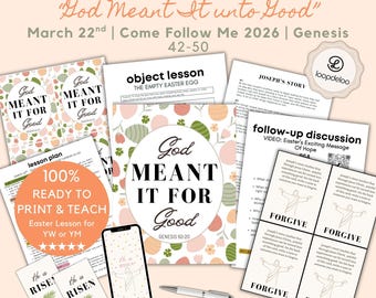 März 22, LDS Junge Damen Lesson Kit, Komm Folge mir 2026, „Gott Wollte es Unto gut“ Genesis 42-50, druckbarer Oster-Lektionsplan für die Jugend