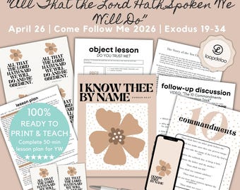 26 avril, Leçon pour jeunes filles LDS pour adolescentes, Viens me suivre 2026, « Tout ce que le Seigneur a dit, nous le ferons », Exode 19-34, Dix commandements