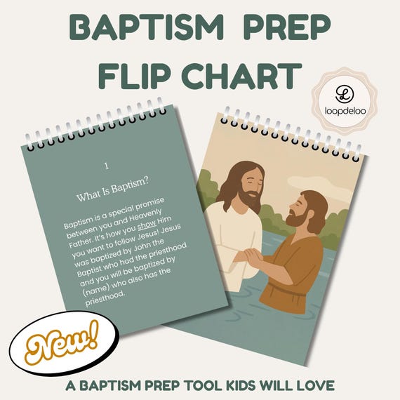 LDS Baptism Preview Flip Chart, LDS Boys Baptism, LDS Girls Baptism, Primary Baptism Gift, Printable Baptism Preparation Lesson, 8 year olds
