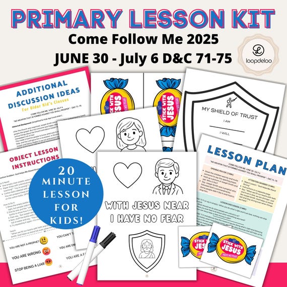 June 30 - July 6, LDS Primary Lesson, Come Follow Me 2025, Doctrine & Covenants 71-75, Primary Teacher Help | Nursery Lesson Printable