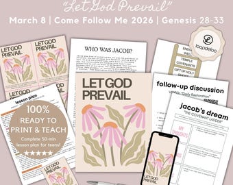 March 8, LDS Young Women Lesson Kit, Come Follow Me 2026, "Let God Prevail" Genesis 28-33, Printable Lesson Plan for Youth