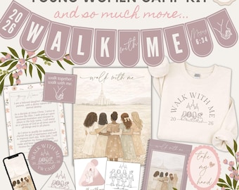 2026 LDS YW Bulletin Board and Girls Camp Mega Bundle "Walk With Me" Youth Theme Design Kit | Moses 6:34 | Printable Downloads