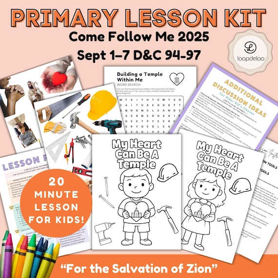 Come Follow Me Primary Lesson Kit: Temples & Hearts (Printable Digital Download)