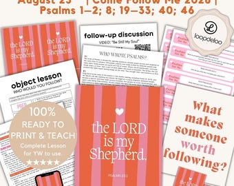 August 23, LDS Young Women Lesson Kit, Come Follow Me 2026, “The Lord Is My Shepherd” Psalms | Printable PDF Youth Handouts/Lesson Helps