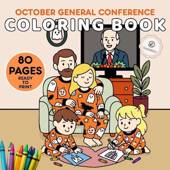 October General Conference Coloring Book for Kids | LDS Primary Activity Pages | Cozy Fall Jumbo Coloring Bundle | Reverent Quiet Activity