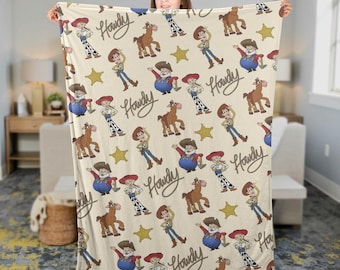 Toy Story Fleece Blanket, Toy Story Nursery Decor, Gift for Baby, Woody Jessie Cowboy Disneyland Blanket, Baby Shower Present, Kids Room