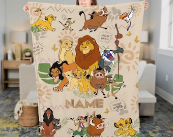Lion King Fleece Blanket, Custom Name Hakuna Matata Blanket, Disneyland Family Party Blanket, Mufasa Simba Timon Blanket, Baby Shower Gift