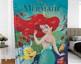 Disneyland Princess Mermaid Fleece Blanket, Princess Blanket Gift For Her, Ariiel Blanket, Princess Girl Gift, Baby Showers Home Decor