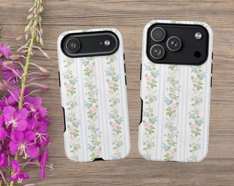 Telefoonhoesje met bloemen, telefoonhoesje vintage bloem voor iPhone 17, 16, 15, 14, Samsung, Google, telefoonhoesje met chique bloemen, cadeau voor haar