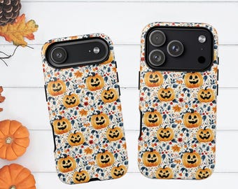 Floral Pumpkin Halloween Phone Case: iPhone 17, 16 15, 14, Samsung, Google