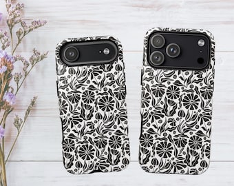 Vintage bloementelefoonhoesje voor iPhone 17, 16, 15, 14, Samsung Galaxy, Google Pixel, Retro Flower telefoonhoesje