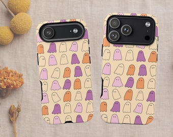 Cute Ghost Phone Case, Halloween Phone Case for iPhone 17, 16, 15, 14 Samsung, Google, Spooky Season Phone Cover, Ghost Pattern Case