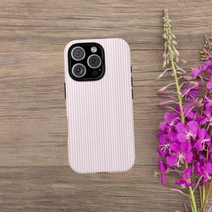 Striped Phone Case, Pink Striped Phone Case for iPhone 16,15,14, Samsung, Google, Retro Phone Case, Trendy Phone Cover