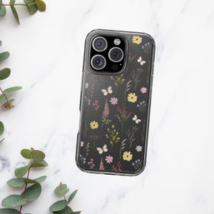 Wildflower Phone Case, Floral Phone Case For iPhone 16, 15, 14, 13, Clear Phone Case Transparent Phone Cover, Flowers Phone Case