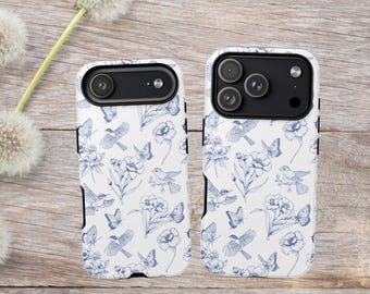 Birds and Flowers Phone Case, Floral Phone Cover, Coquette Flowers and Birds Phone Case for iPhone 17, 16, 15, 14, Samsung, Google