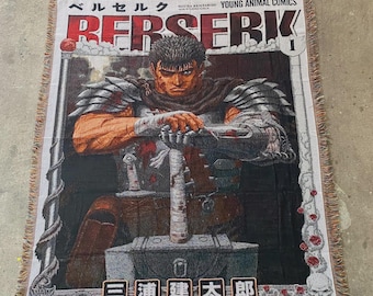 Berserk Guts Tapestry – Dark Fantasy Anime Wall Hanging | Japanese Manga Room Decor | Woven Wall Art for Otaku & Collectors