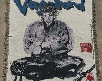 Vagabond Tapestry – Miyamoto Musashi Manga Wall Hanging | Japanese Samurai Art | Woven Anime Wall Decor for Bedroom & Living Room