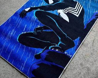 Spiderman Rug Comic Book Style Kids Bedroom Decor Marvel Superhero Floor Mat Gift