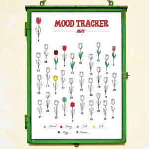 Moodtracker bloemen mei | Afdrukbaar logboek geestelijke gezondheid voor bulletjournals | Digitale download voor zelfzorg