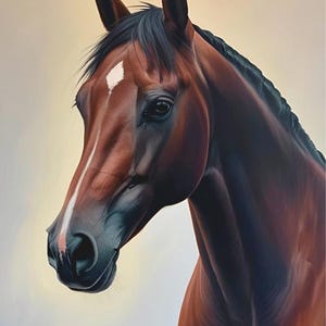 24 cheval élégant art numérique - style peinture à l'huile - art mural imprimable - portrait de cheval - téléchargement immédiat - 50 x 70 cm haute résolution
