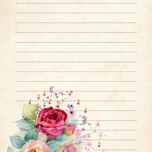 60 vintage briefpapier met bloemen | A4 digitaal briefpapier set | Nostalgische briefontwerpen | Directe pdf-download