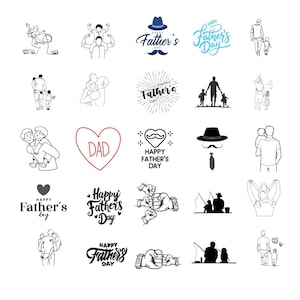 Vatertag SVG Bundle | 25 Papa und Kinder Linie Kunst Designs | Sofortdownload | Cricut, Silhouette, Sublimation, bedruckbare Clipart