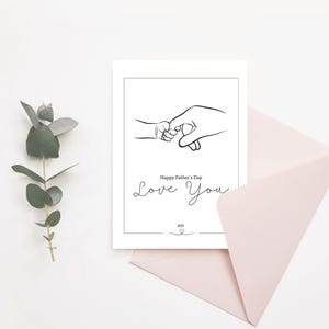 Hand-in-Hand-Karte zum Vatertag | Druckbare A4/A5 Digitale Karte | Erster Vatertagsgeschenk, Geschenk für Papa oder Opa, Baby & Papa Andenken