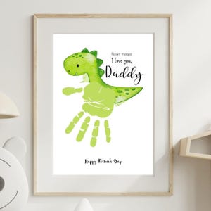 Vatertags Dinosaurier Handabdruck – Niedliches Geschenk zum Ausdrucken für Kinder – A4 Größe – 4 süße Designs – Basteln für Papa