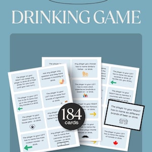 Novo | Jogo de Bebidas para Jantares | 184 Cartas | Jogo de Perguntas e Respostas Leve e Divertido | Ideal para Jantares | Somente para Adultos | Download Instantâneo
