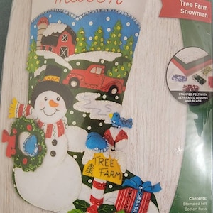 Bucilla Felt Stocking Kit "Tree Farm Snowman"