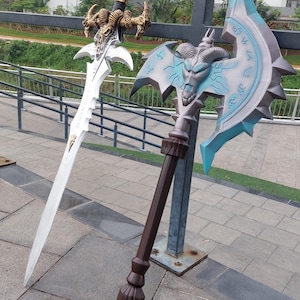 2 Item Set ( Sword And Axe) World Of Warcraft Frostmourne Sword 100cm & Shadowmourne Axe 96cm