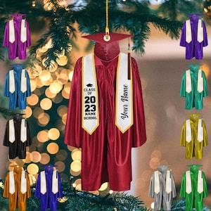 Personalized Graduation Ornament, Custom School Graduation Ornament Gift, Graduation Gown Ornament, Personalized Class of 2025 Ornament