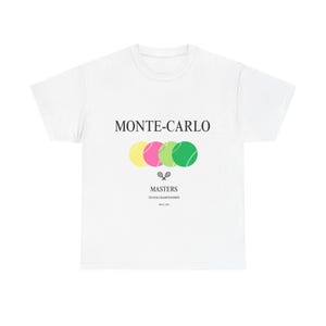 ヴィンテージ モンテカルロ テニス T シャツ、ユニセックス コットン T シャツ、スポーツ ギフト、テニス愛好家向けアパレル、レトロ グラフィック T シャツ、アスリート向けギフト