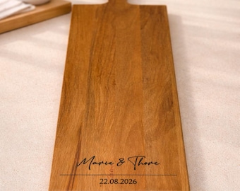 Tagliere personalizzato in legno di faggio con incisione – regalo di nozze, regalo per coppie, tagliere con nomi, regalo per l'inaugurazione della casa